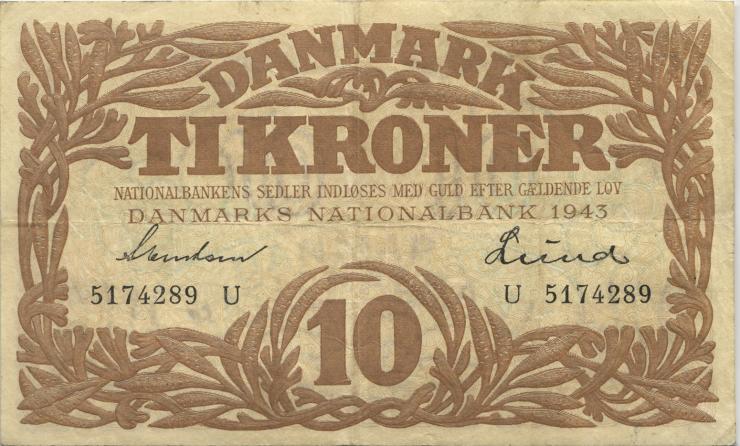 Dänemark / Denmark P.31o 10 Kroner 1943 U (3) 