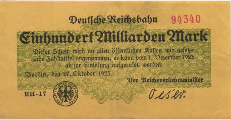 RVM-14a Reichsbahn Berlin 100 Milliarden Mark 1923 (3) 