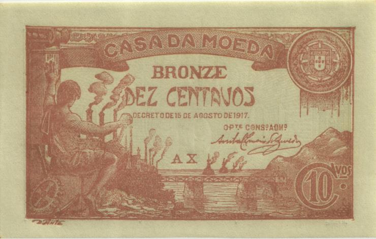 Portugal P.096 10 Centavos 1917 (1) 