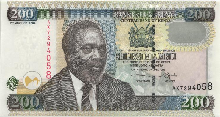 Kenia / Kenya P.43b 200 Shillings 2.8.2004 (1) 