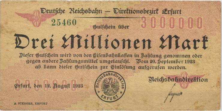 PS1202 Reichsbahn Erfurt 3 Millionen Mark 1923 (3) 