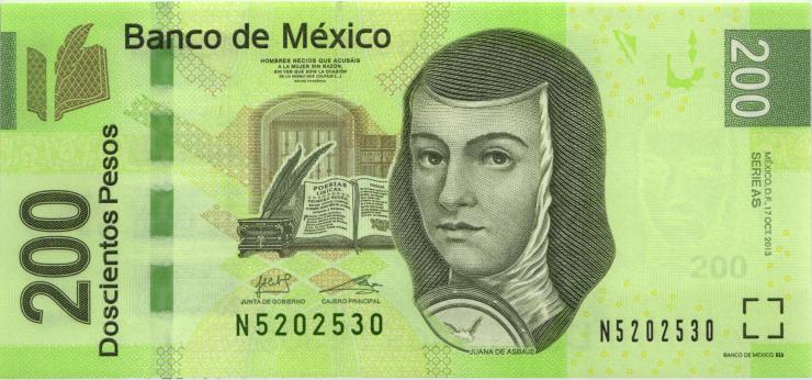 Mexiko / Mexico P.125as 200 Pesos 2013 Serie AS (1) 