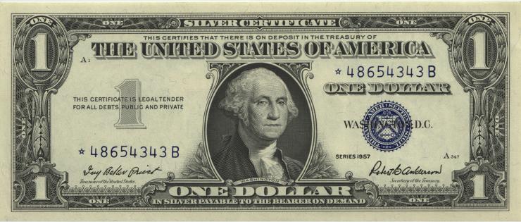 USA / United States P.419r 1 Dollar 1957 * Ersatznote / replacement (1) 
