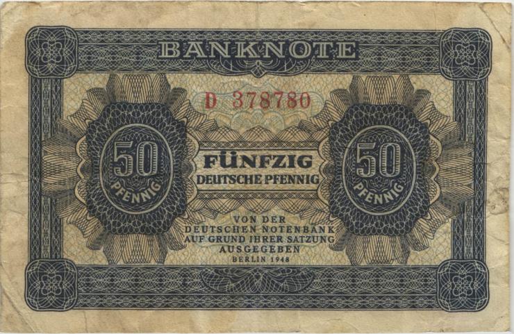 R.339a: 50 Pfennig 1948  6-stellig Serie D (3) 