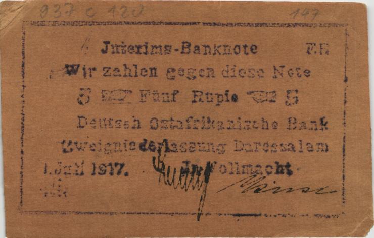 R.937c: Deutsch-Ostafrika 5 Rupien 1917 (2) 