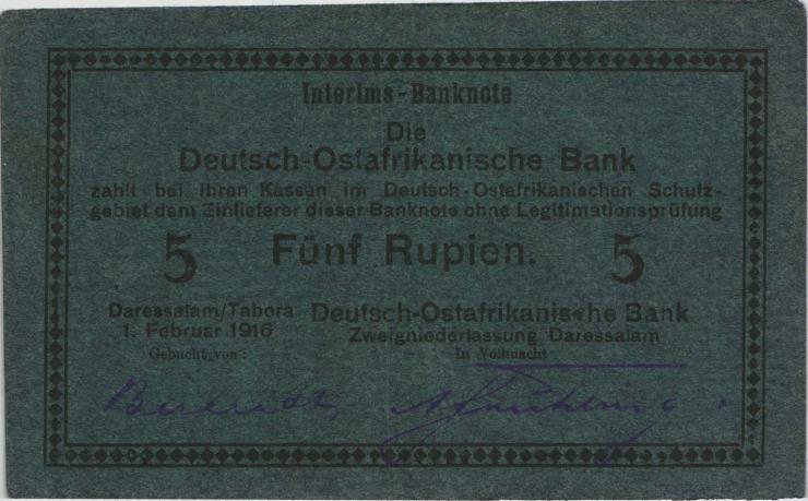 R.933d: Deutsch-Ostafrika 5 Rupie 1915 F (2) 