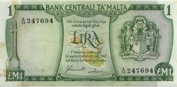 Malta P.31f 1 Lira 1967 (1973) (3) 
