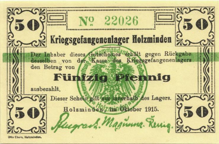 Kriegsgefangenenlager Holzminden 50 Pfennig  1915 (1) 