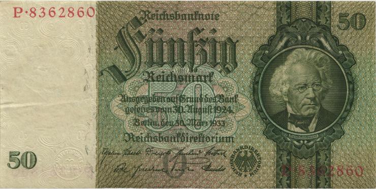 R.175a: 50 Reichsmark 1933 O/P (3) 