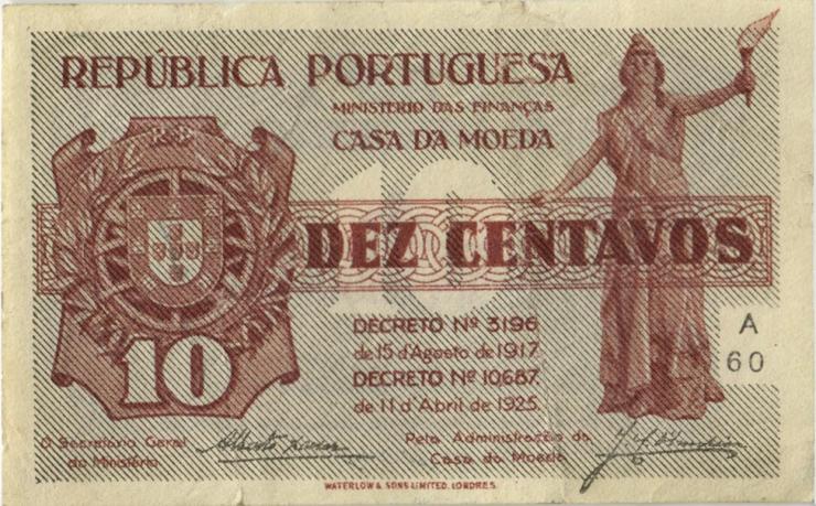 Portugal P.101 10 Centavos 1917/1925 (2) 