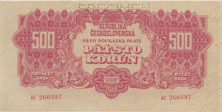 Tschechoslowakei / Czechoslovakia P.049s 500 Kronen 1944 SPECIMEN (1/1-) 