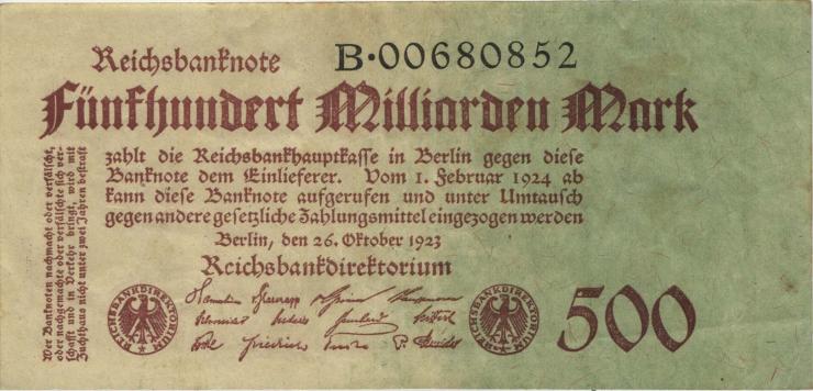 R.124a: 500 Milliarden Mark 1923 Reichsdruck (3) Serie B 
