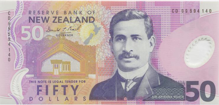 Neuseeland / New Zealand P.188a 50 Dollars (19)99 Polymer (1) CD 