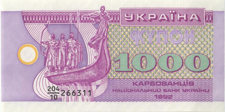Ukraine P.091a 1000 Karbowanez 1992 (1) 