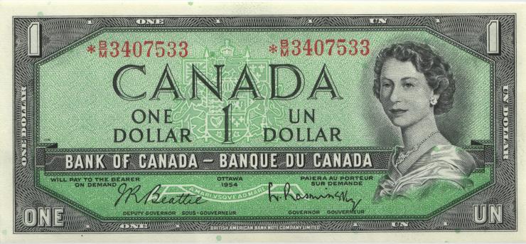 Canada P.074r 1 Dollar 1954 (1961-72) (1) BM* 
