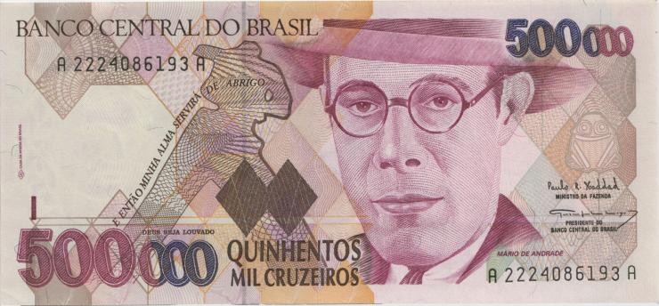 Brasilien / Brazil P.236a 500.000 Cruzeiros (1993) (1) 