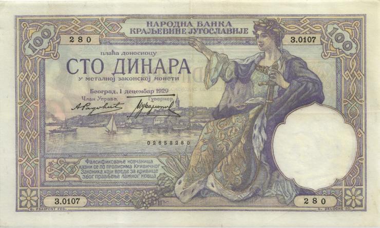 Jugoslawien / Yugoslavia P.027a 100 Dinara 1929 (2) 