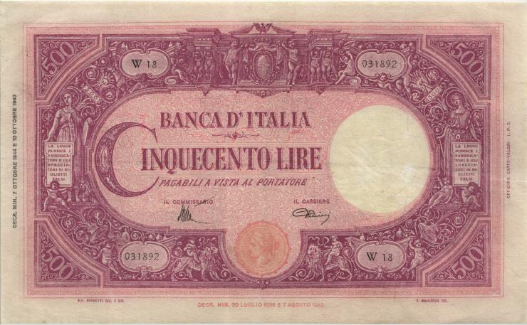 Italien / Italy P.070b 500 Lire 7.10.1944 (3/2) 
