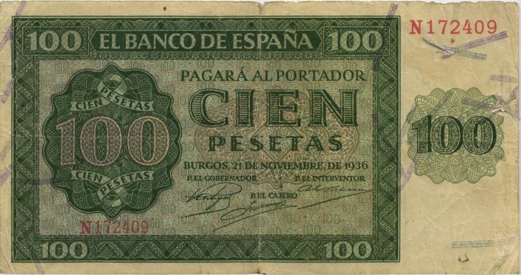 Spanien / Spain P.101 100 Pesetas 1936 (4) 