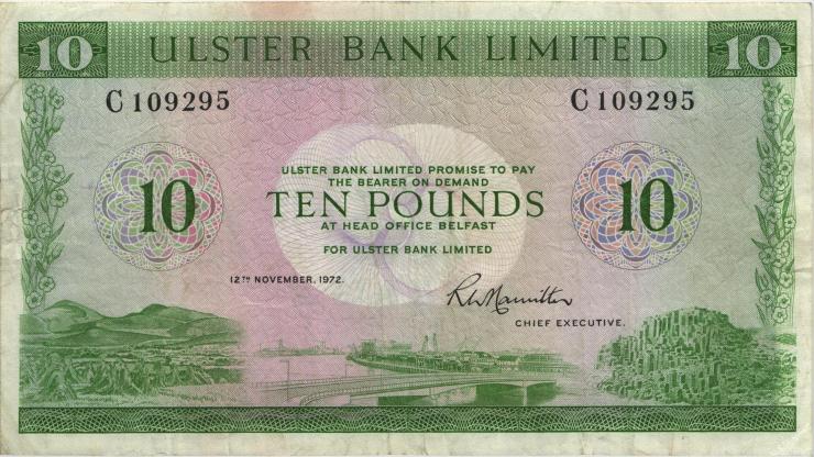 Nordirland / Northern Ireland P.327b 10 Pounds 1972 (3) 