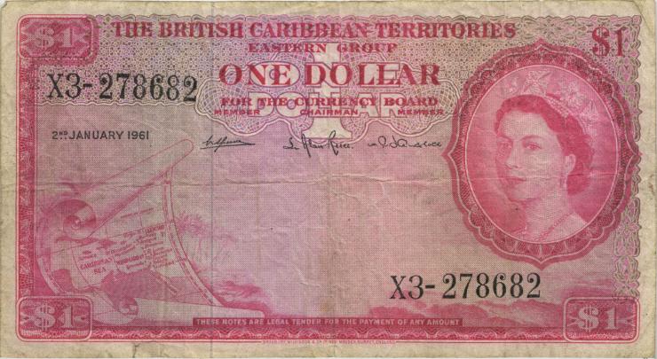 British Caribbean Territories P.07c 1 Dollar 1964 (3-) 