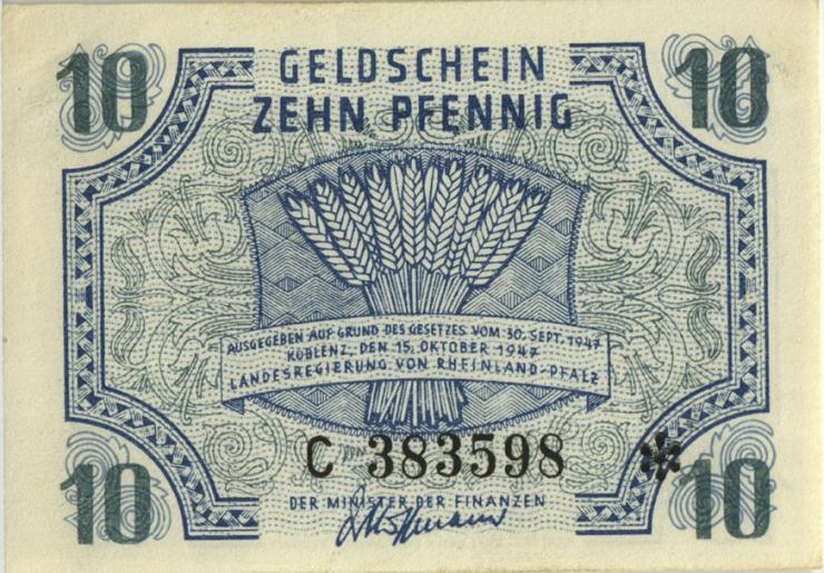 R.212: Rheinland-Pfalz 10 Pfennig 1947 C (1) 