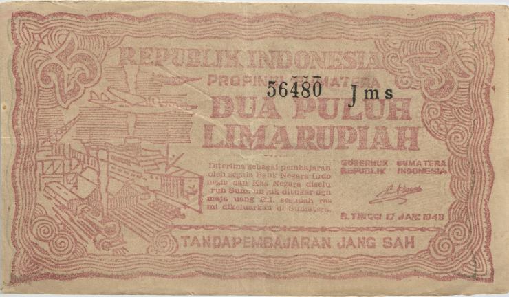 Indonesien / Indonesia P.S191a 25 Rupien 1948 (2) 