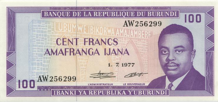 Burundi P.29a 100 Francs 1977 (1) 