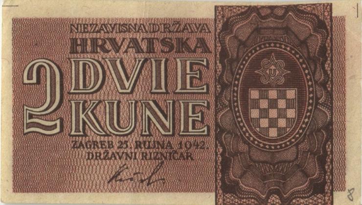 Kroatien / Croatia P.08b 2 Kuna 1942 (2) 