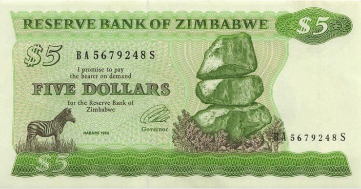 Zimbabwe P.002e 5 Dollars 1994 (1/1-) 