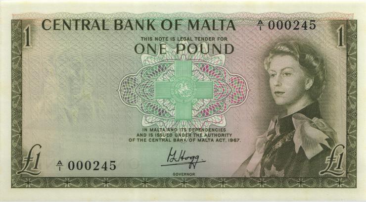 Malta P.29 1 Pound 1967 A/1 000245 (1) 