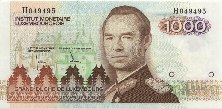 Luxemburg / Luxembourg P.59 1000 Francs (1985) (1) Serie H 
