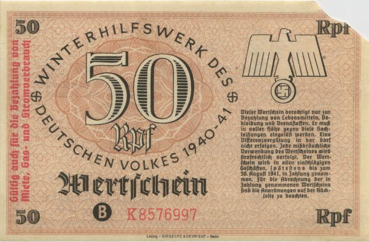 WHW-26 Winterhilfswerk 50 Reichsmark 1940/41 (1) entwertet 