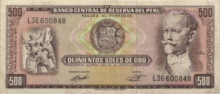 Peru P.104b 500 Soles 1970 (3) 