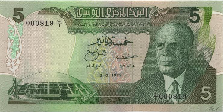 Tunesien / Tunisia P.068 5 Dinars 1972 000819 (1) 