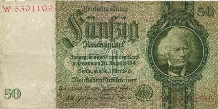 R.175a: 50 Reichsmark 1933 X/W (3) 
