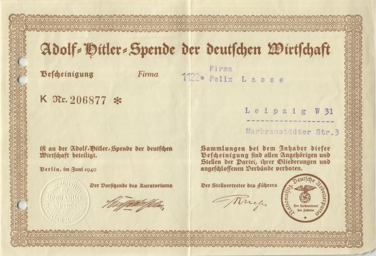 Adolf-Hitler-Spende der deutschen Wirtschaft (2) No.2 