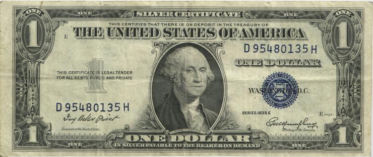 USA / United States P.416D2e 1 Dollar 1935 E (3) 