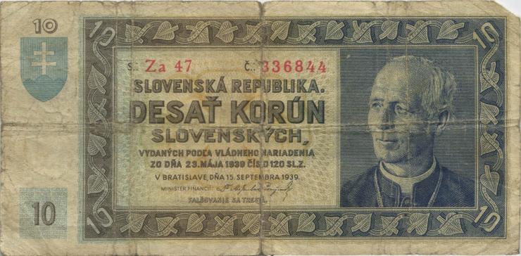 Slowakei / Slovakia P.04a 10 Kronen 1939 (5) 