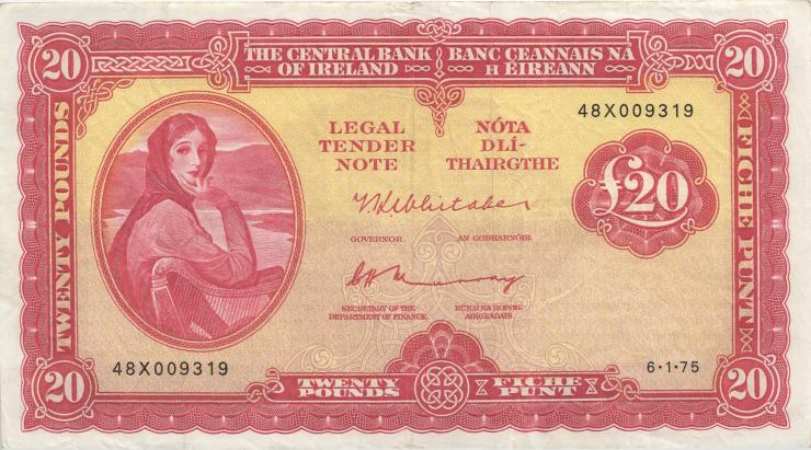 Irland / Ireland P.67b 20 Pounds 6.1.1975 (3) 
