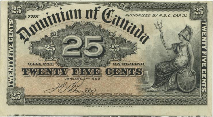 Canada P.009b 25 Cents 1900 (3/2) 
