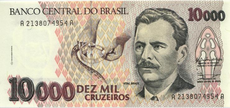 Brasilien / Brazil P.233a 10.000 Cruzeiros (1991-93) (1) 