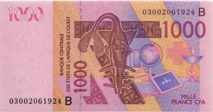 West-Afr.Staaten/West African States P.215Ba 1.000 Francs 2003 (1) 