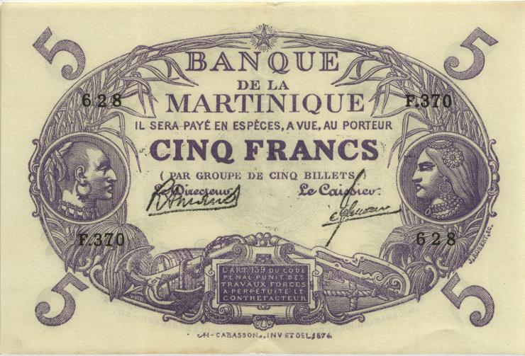Martinique P.06 5 Francs L.1901 (2) 