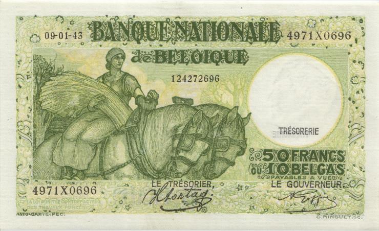 Belgien P.106 50 Francs = 10 Belgas 9.1.1943 (1) 