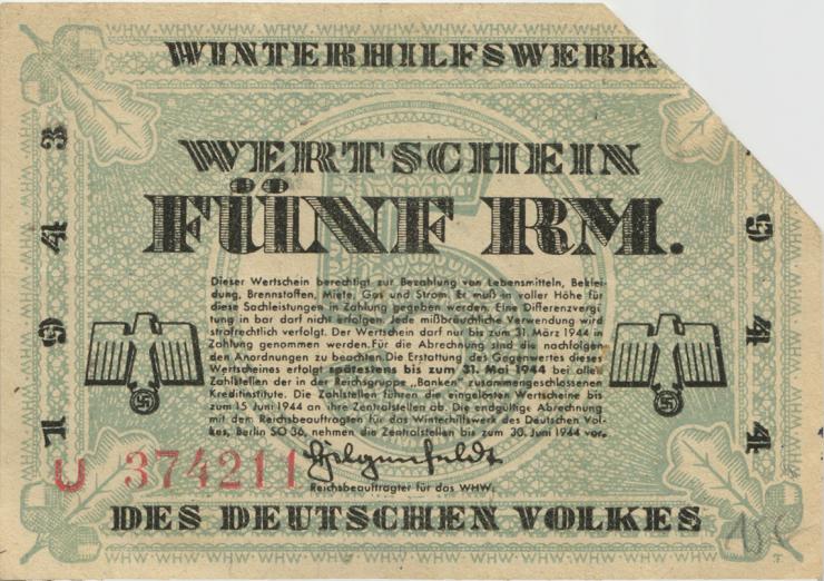 WHW-41 Winterhilfswerk 5 Reichsmark 1943/44 (2) 