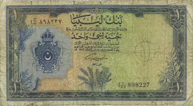 Libyen / Libya P.25 1 Libyen Pound L.1963 (4-) 