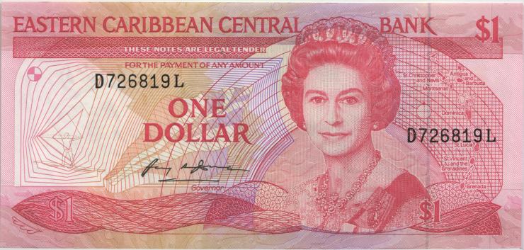 Ost Karibik / East Caribbean P.17d 1 Dollar (1985-88) Dominica (1) 