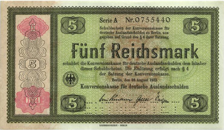 R.708E1: Konversionskasse 5 Reichsmark 1934 (1-) 