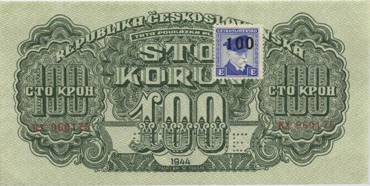 Tschechoslowakei / Czechoslovakia P.053s 100 Kronen (1945) (2+) 